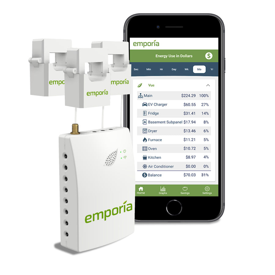 Emporia Vue Gen 2 Energy Monitor with 200A sensors and optional 50A sensors for circuits