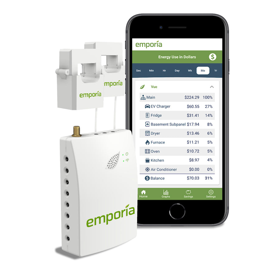 Emporia Vue Gen 2 Energy Monitor with 200A sensors and optional 50A sensors for circuits