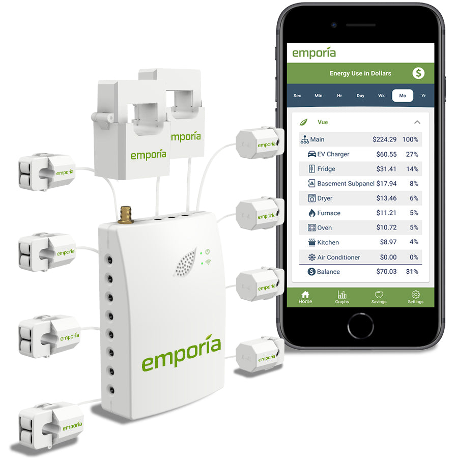 Emporia Vue Gen 2 Energy Monitor with 200A sensors and optional 50A sensors for circuits