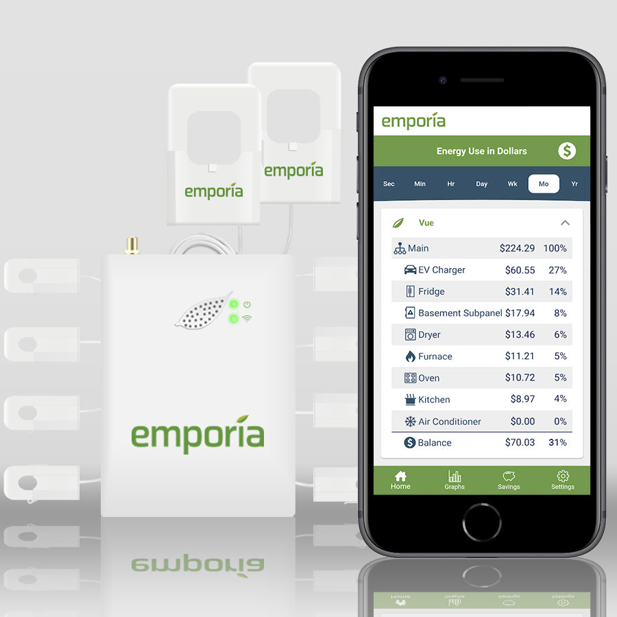 Emporia Vue Gen 2 Energy Monitor with 200A sensors and optional 50A sensors for circuits