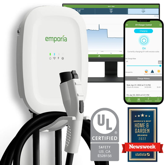 Emporia EV Charger | Energy Star | UL Listed | 48 Amp | 24' Cable | 22" NEMA 14-50